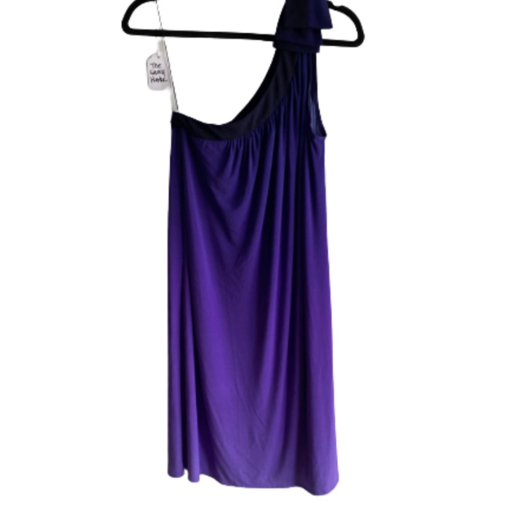 DONNA MORGAN | purple ombre one shoulder dress